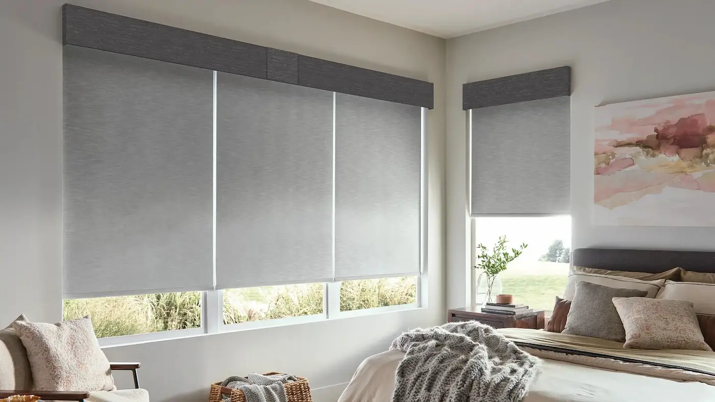 Roller shades in living room