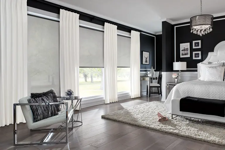 Bedroom roller shades covered by a lifetime repair warranty